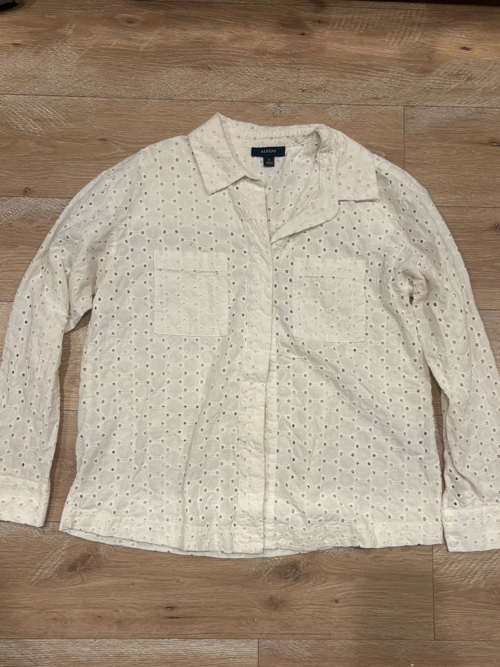 Ivory Eyelet Button-Down Shirt
